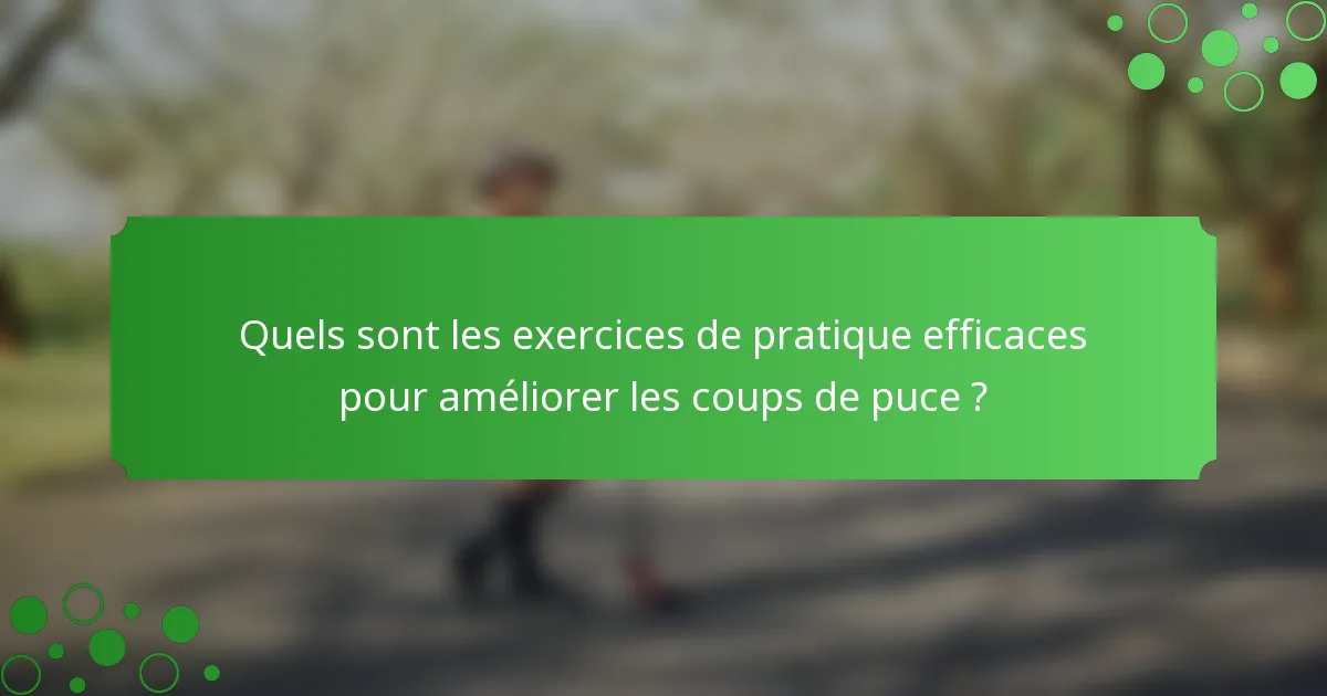 Quels sont les exercices de pratique efficaces pour améliorer les coups de puce ?